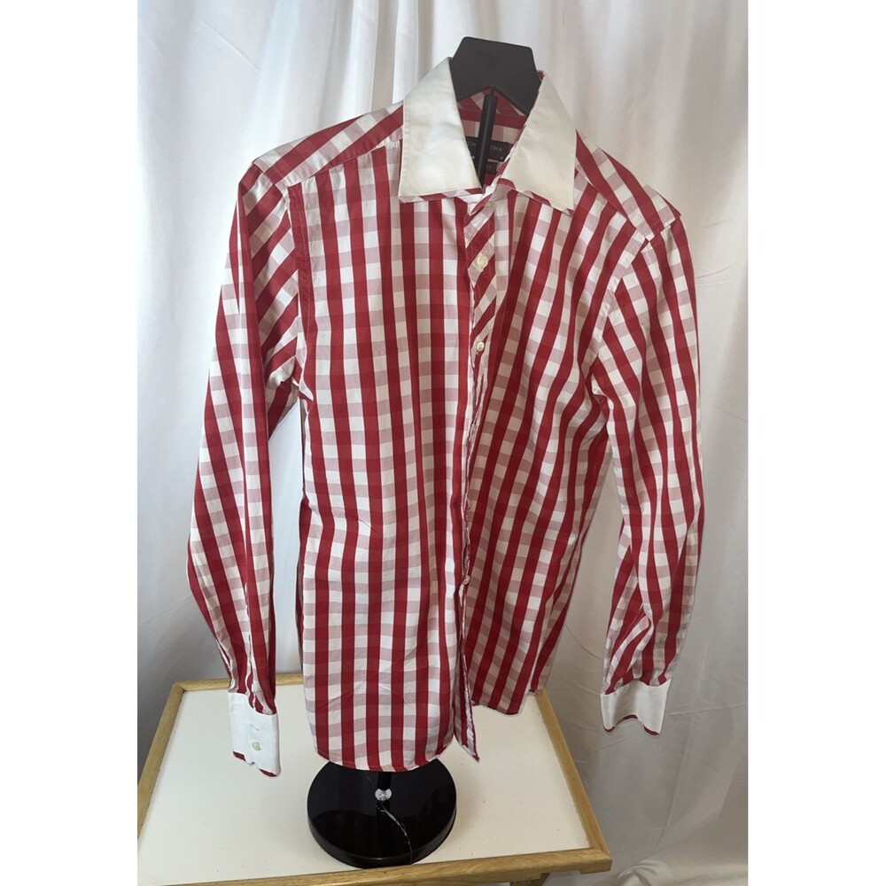 Matino De Roma Italy Size M Slim Fit Red/white Gingham Pattern Vintage Style Y2K